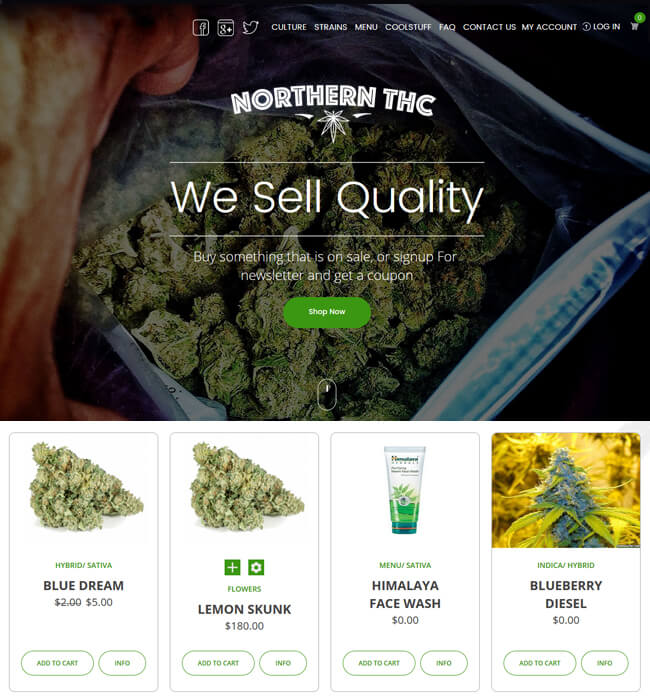 nopCommerce Website Development for Medical Industry, USA – Northern THC