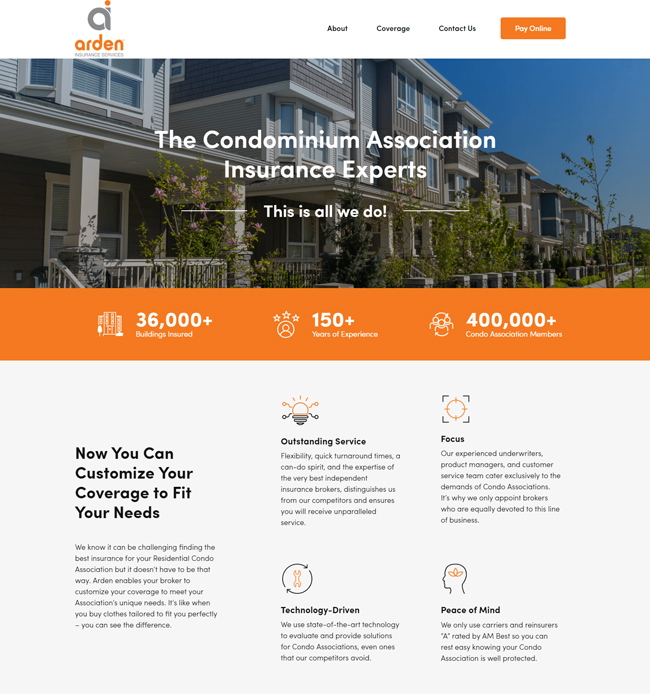 Arden Insurance Services WordPress Website Development