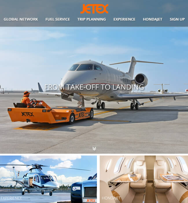 Aviation Industry Website - Trip planning & Aircraft services - Jetex