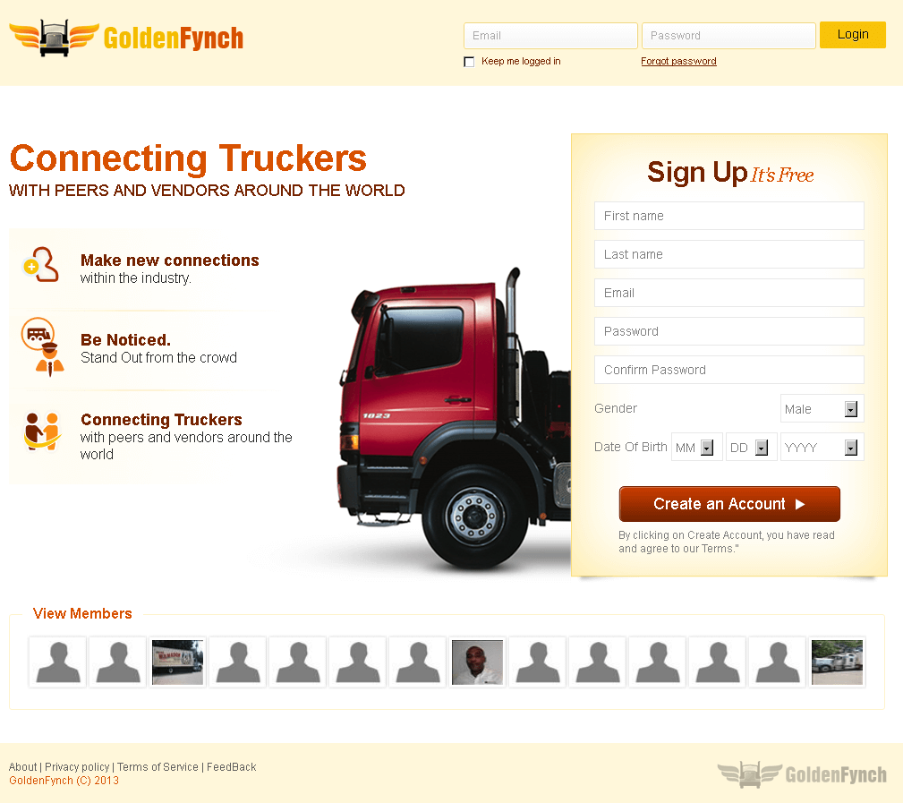 Golden Fynch - A Social Networking Site for Truckers