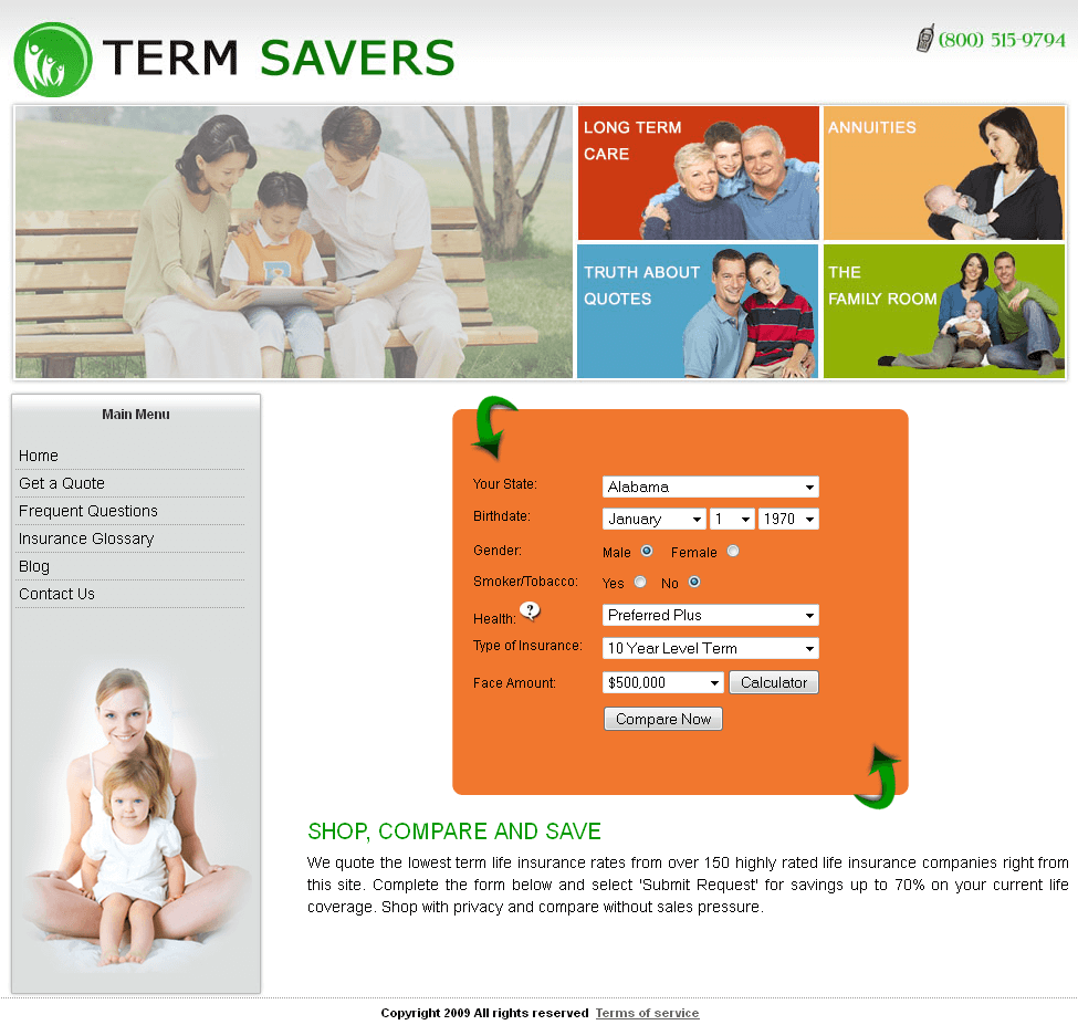 PHP Website for Insurance Service Provider 'TERM SAVERS'