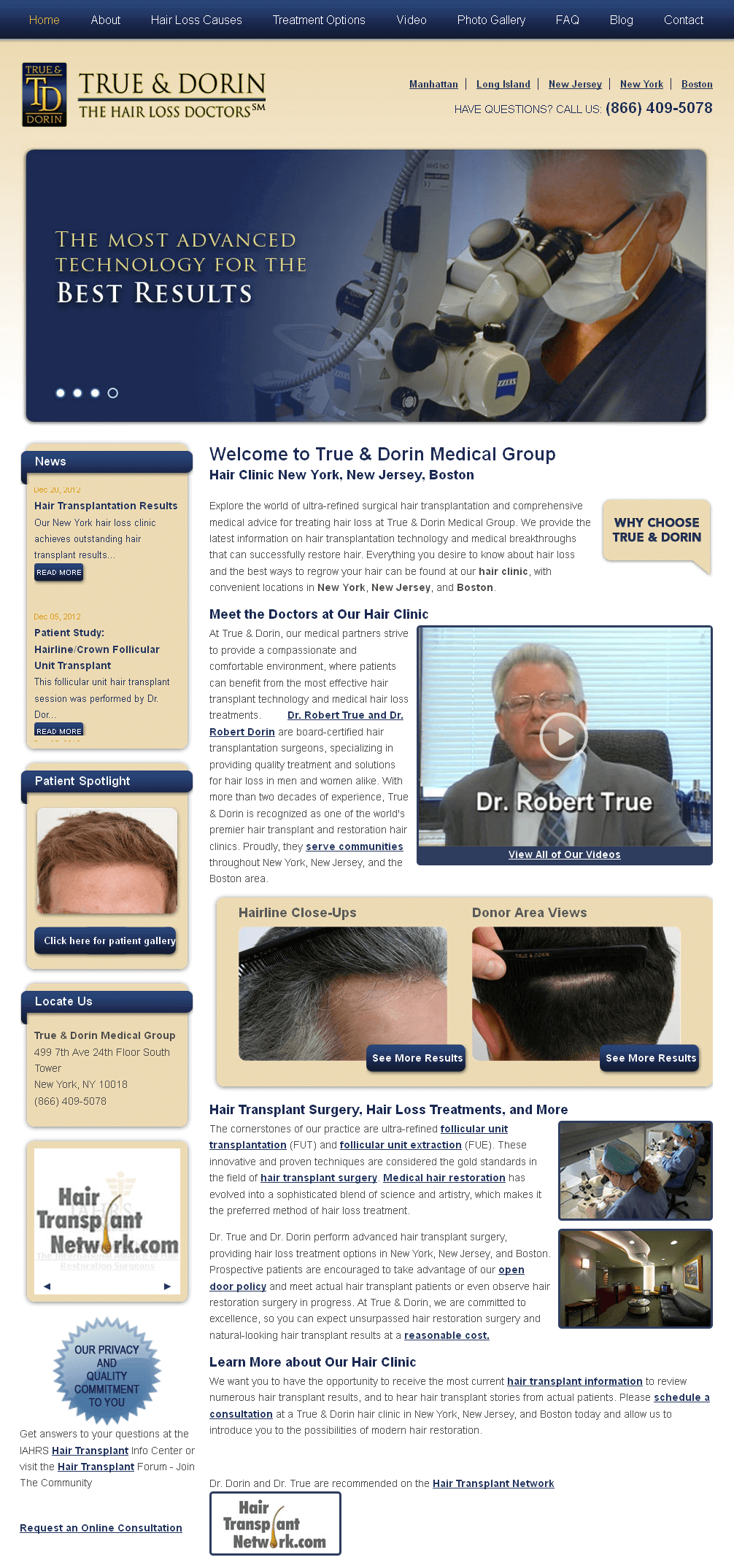 PHP Website for Healthcare 'True & Dorin' - Hair Loss Clinic