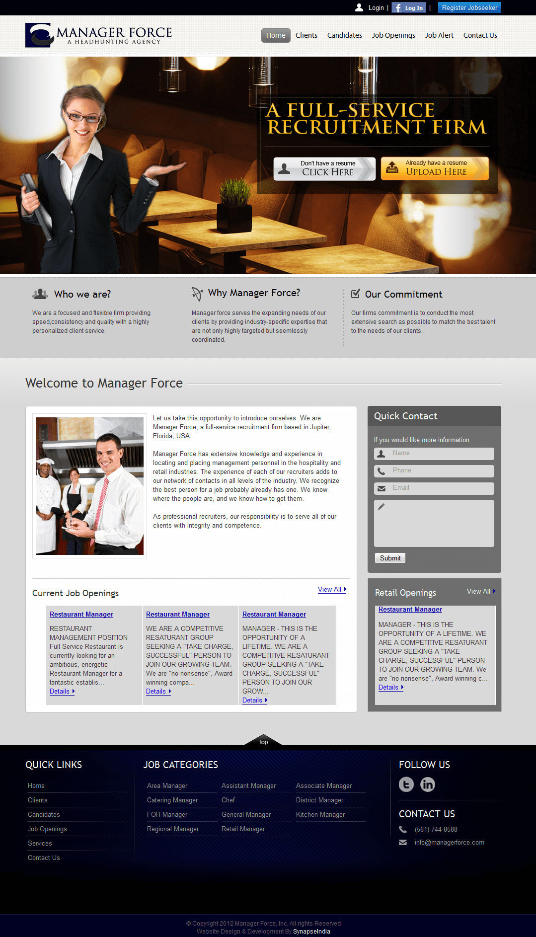 Website in PHP for 'ManagerForce' - Recruitment for Hospitality & Retail