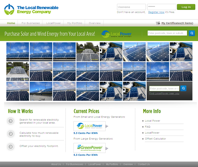 PHP Website for Retail 'Local Renewable Energy Company' - Solar Business